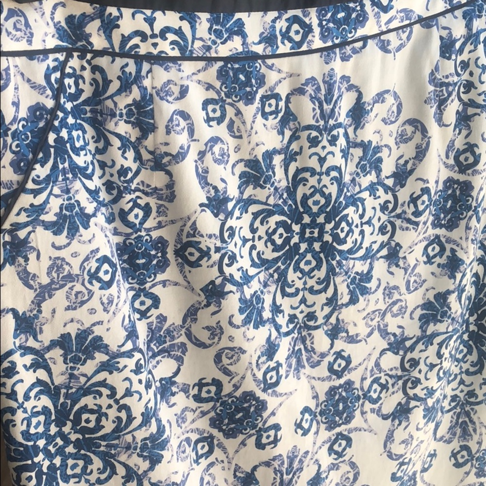 Blue and white pencil skirt